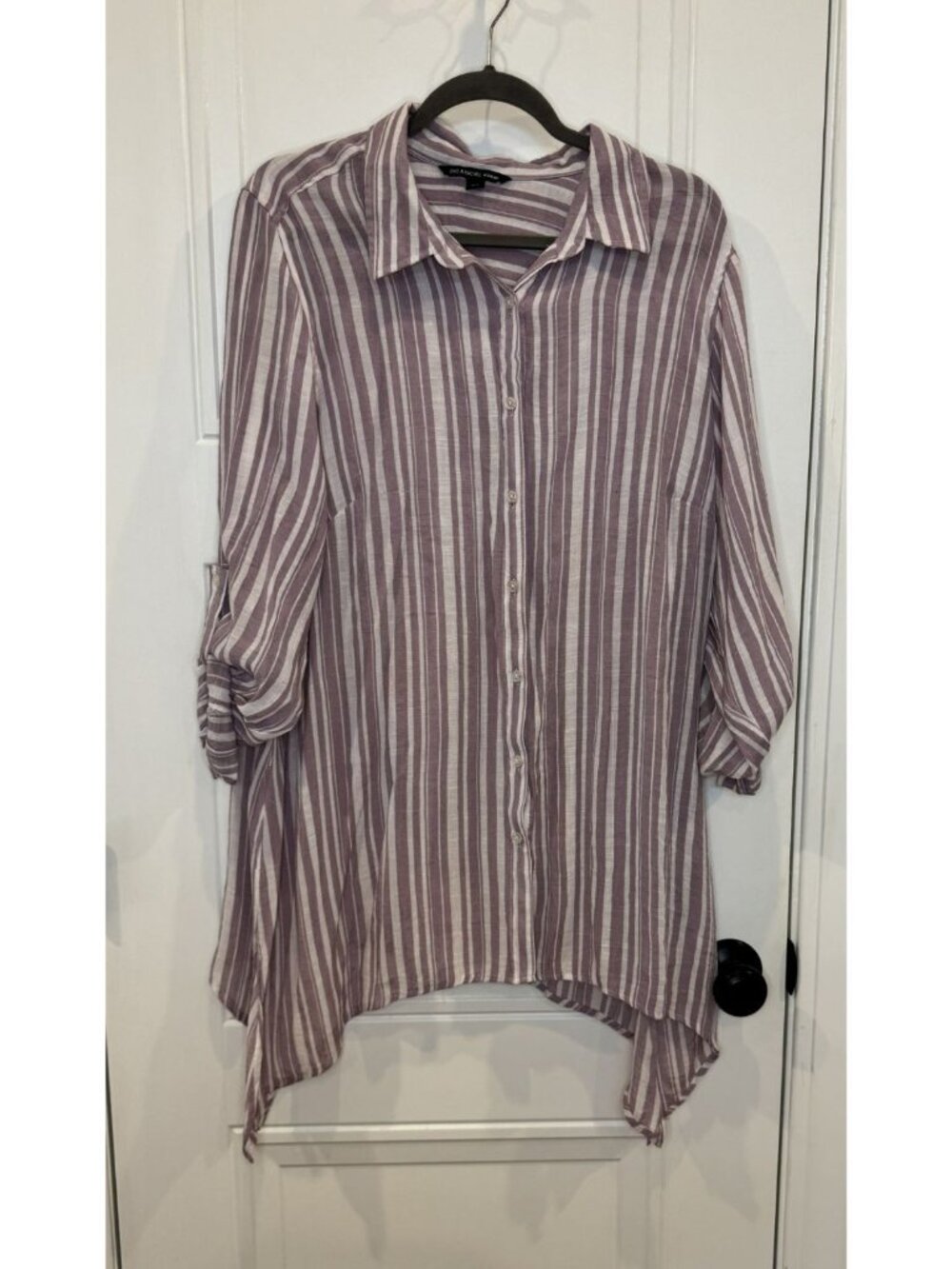 GUC Zac & Rachel Purple & White Striped Sharkbite Tunic 2xl Swim Coverup Light